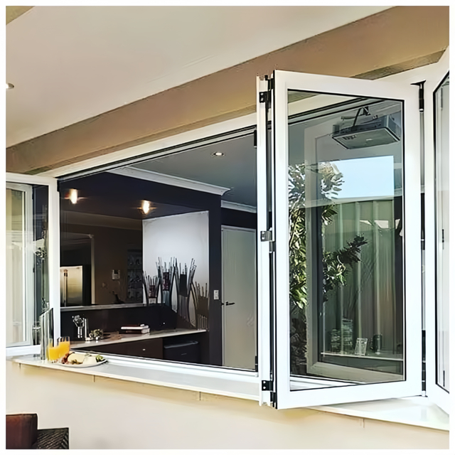 Powder Coated Folding windows Mosquito Nets for Balcony Electric Vertical Balcony Folding Window